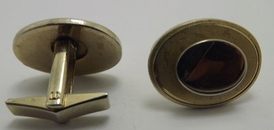 Vintage Gold Tone Mens ID Two Tone Raised Oval Cufflinks Unique 