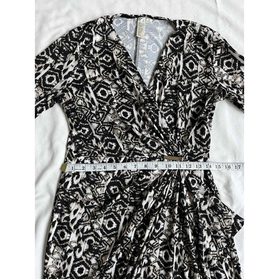 Vestido midi envolvente sintético Emma & Michele para mujer talla M hebilla de metal estampado geográfico años 90’s Foto 3 de 4