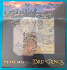 Image of The Lord of the Rings Middle Earth Metal Embossed Map w Serialized Display Stand
