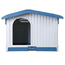 Ultimate Retreat for Your Pet with 34.6" Large Plastic Dog House Liftable Roof