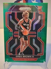 2021-22 Panini Prizm Greg Brown III Green Prizm Rookie RC #291 Trail Blazers