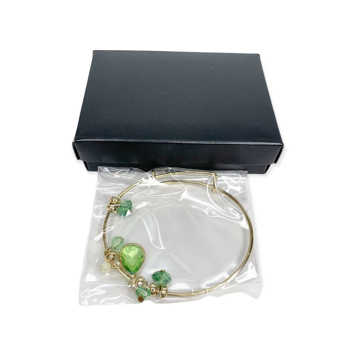 Avon Precious Charms Birthstone Bracelet August Green Peridot Stone Gold Tone
