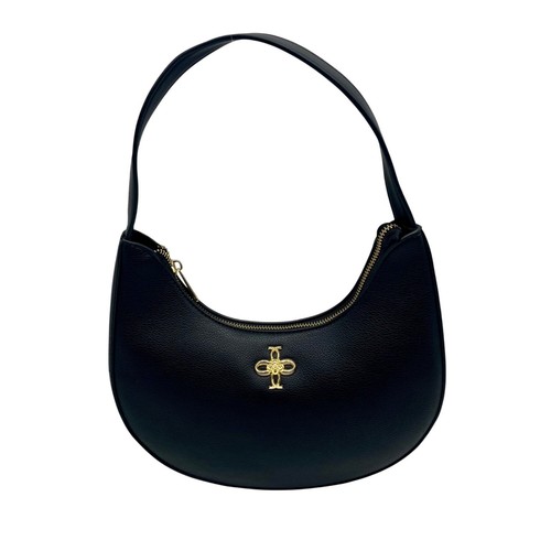 Like Dreams Black Vegan Leather Half Moon Shoulder Bag