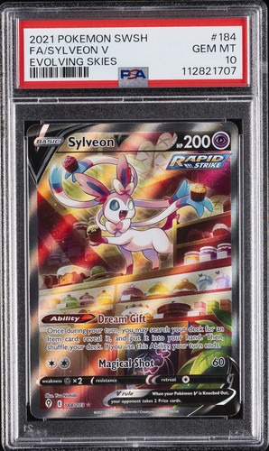2021 POKEMON SWORD & SHIELD EVOLVING SKIES #184 FULL ART/SYLVEON V PSA 10