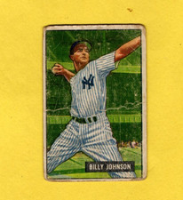 1951 Bowman Billy Johnson #74 New York Yankees FAIR FREE SHIPPING