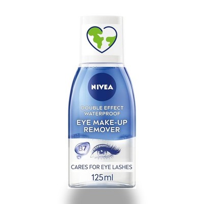 NIVEA Double Effect Waterproof Eye Make-Up Remover 125ml Cornflower Vegan