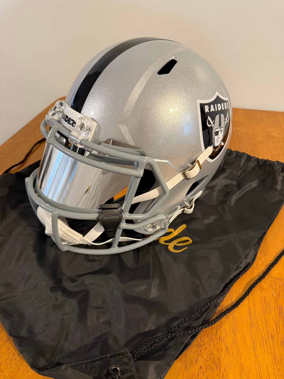 Brock Bowers Autographed Signed Oakland Raiders Las Vegas Raiders Full Size Speed Helmet Silver Visor 