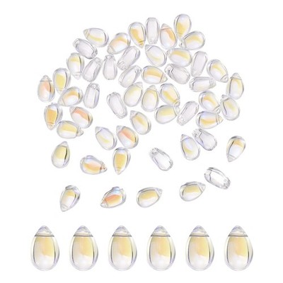 60pcs Crystal Drop Clear Glass Beads for Jewelry, Colored 6x9mm