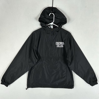 Edgewood College University Windbreaker Mens Small Black 1/4 Zip Sports Champion