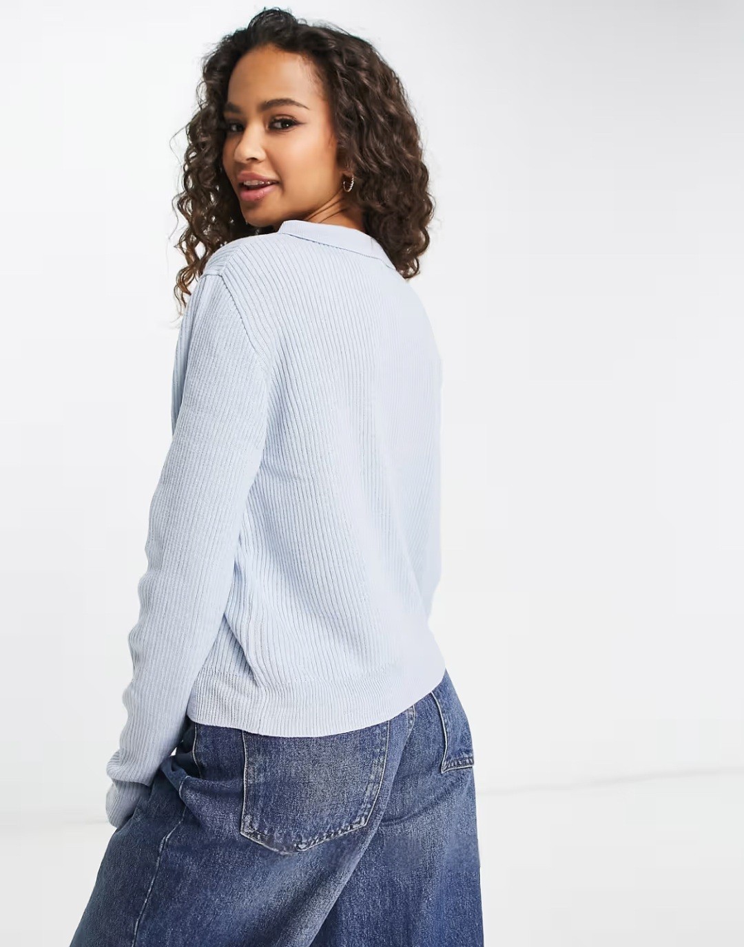 ASOS Light Blue Collared Button Down Cardigan In … - image 3