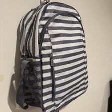 Thirty-One Gray Wave Backpack Gray White Striped 31