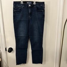 Democracy Women's Jeans Size 8 AB solution Straight Leg Raw Hem Dark Wash EUC