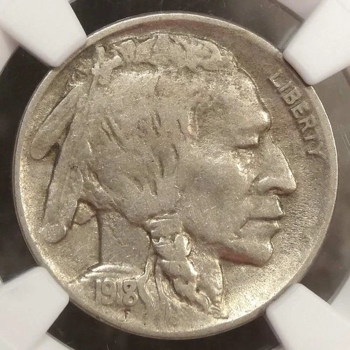1918/7-D Buffalo Nickel, Famous Overdate, NGC VF-25, Complete Horn, Tough