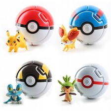 4 Stück Pokemon Pokeball Spielzeug Geschenk für Kinder mit 4 Action Figuren NEU