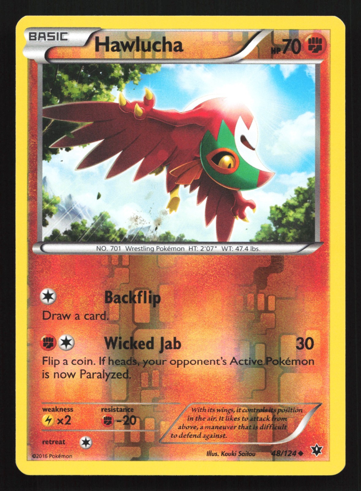 Pokemon Hawlucha 48/124 Fates Collide Reverse Holo LP