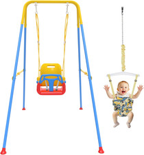 2 in 1 Toddler Swing  Baby Jumper, Foldable Baby Bouncer with Soft Cushion, Fol