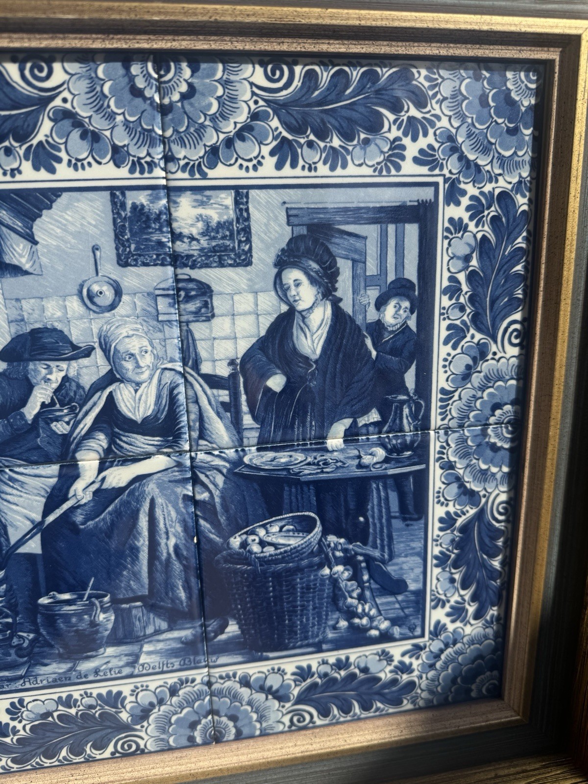 Rare Delft Blauw “Women Making Pancakes“ naar Adriaen De Lelie “De Keuken” READ