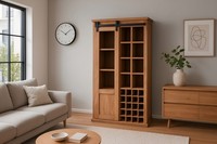 Wein-Highboard 90 X 45 X 180 Cm Akazienholz Massiv Naturfarben Ohne Baumkante Li
