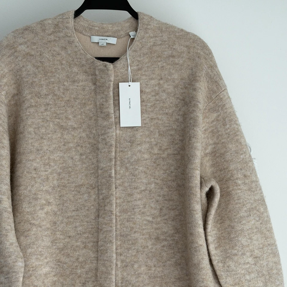 Abrigo de Coche Vince Texturizado Suave Esculpido Grande Beige Longline Lana Mezcla Alpaca Foto 4 de 4