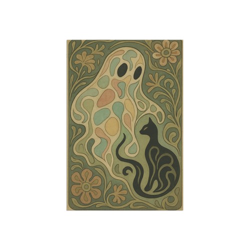 Psychedelischer Geist schwarze Katze Retro groovy Blumen Halloween Garten Flagge - Bild 9 von 10