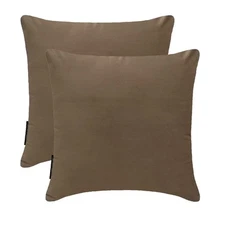Mocha Brown Velvet Throw Pillow Covers, 16"x16" (Pack of 2)-Mocha Brown Velvet