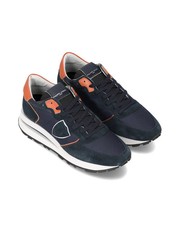 Sneakers Homme Philippe Model En Daim Bleu Et Détails Orange Cod. TKLU WR02