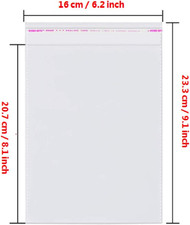 200 Pcs 6"x8" Clear Resealable Cellophane Bags, Self Adhesive Sealing OPP Pla...