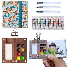 Aimery Mini Watercolor Paint Set Travel, Portable Small Miniature Pocket Water