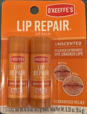 2 Pack: O'Keeffe's Lip Repair Unscented Balm for Dry, Cracked Lips 0.15 oz