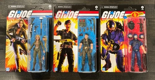 G.I. Joe Classified Retro Collection set of 3. Cover Girl, Flint, Tele-Viper.