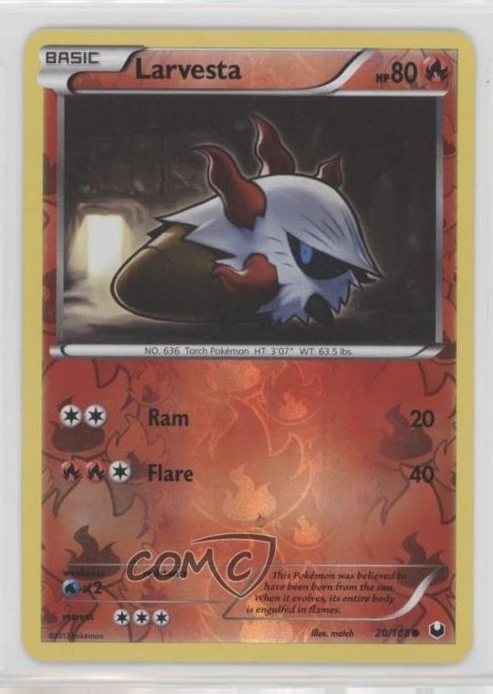 Larvesta Reverse Foil Pokemon Black & White Dark Explorers #20