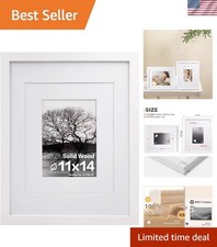 Versatile 11x14 White Frame - Solid Wood with Plexiglass Cover for All Occasions