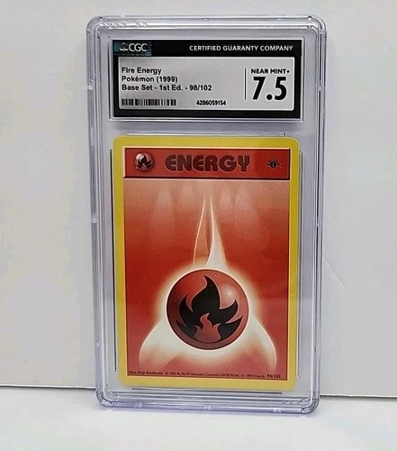 CGC 7.5 Fire Energy 98/102 Pokémon 1999 Base Set 1st Edition Shadowless Graded