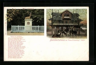 Thale-Treseburg in the Harz Mountains, Dambachshaus, Pfeil's Monument Deer,...