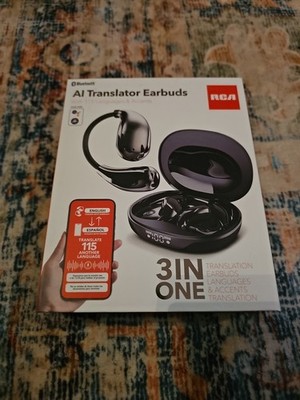 RCA AI Translator Bluetooth Earbuds   115 Languages   Model WAVE-85   Black