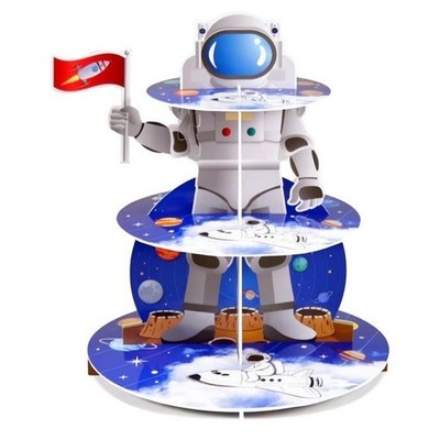 Space Astronaut Cupcake Stand Space Birthday Party Decorations 3-Tier Cardboard