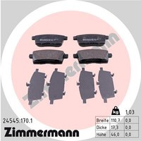 Hinterachse Zimmermann 24545.170.1 Bremsbelagsatz, Scheibenbremse FüR Mazda,Mazd