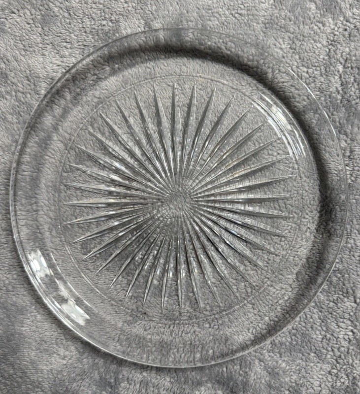 Vintage 8” Clear Glass Starburst Pattern Plate 