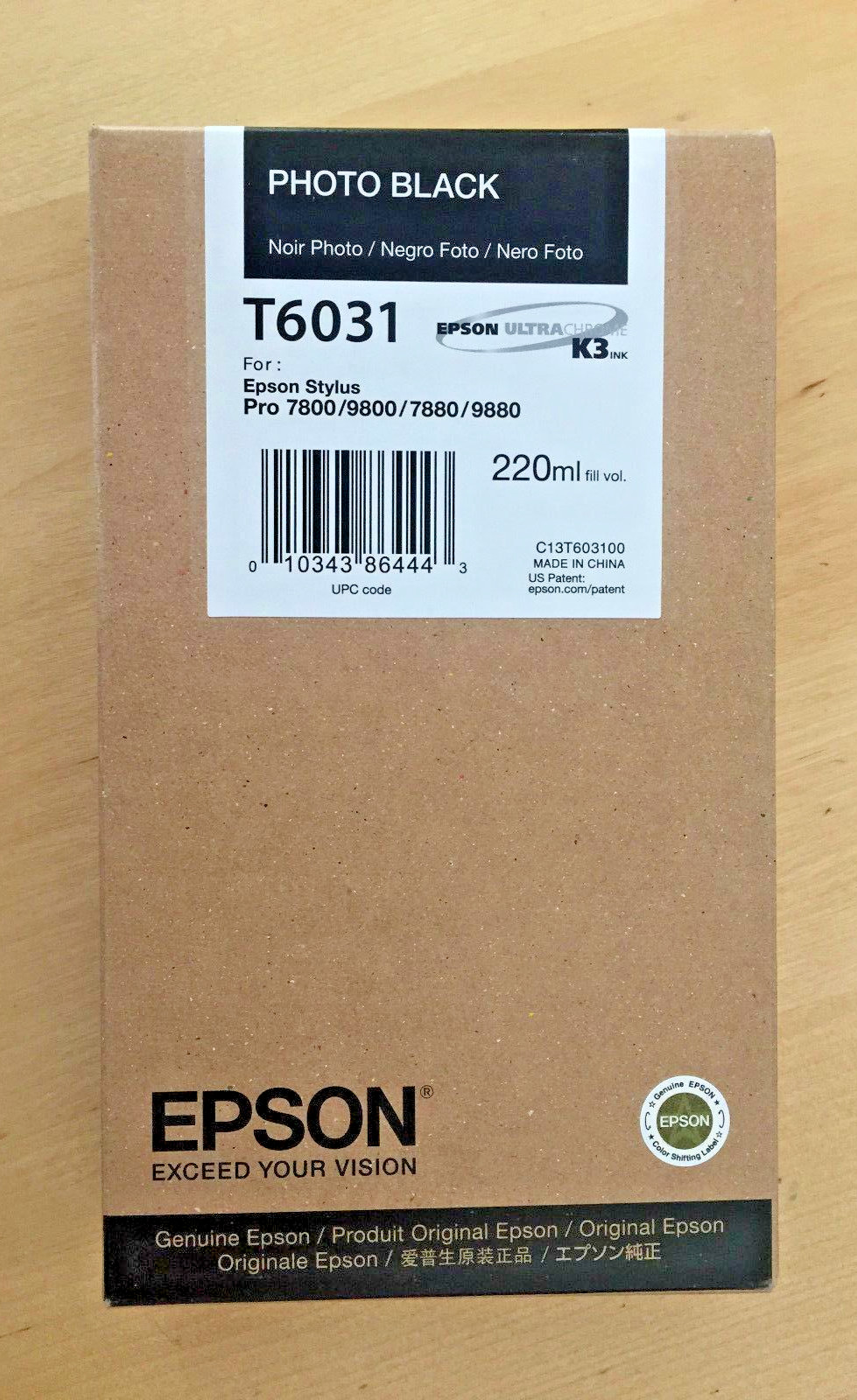 Genuine Epson Ink - T6031 PHOTO BLACK / 7800 9800 7880 9880 (INC VAT) BOXED