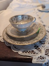 Johann Seltmann Vohenstrauss Bavaria Floral Cup Saucer Cake Plate Set 3 Pieces