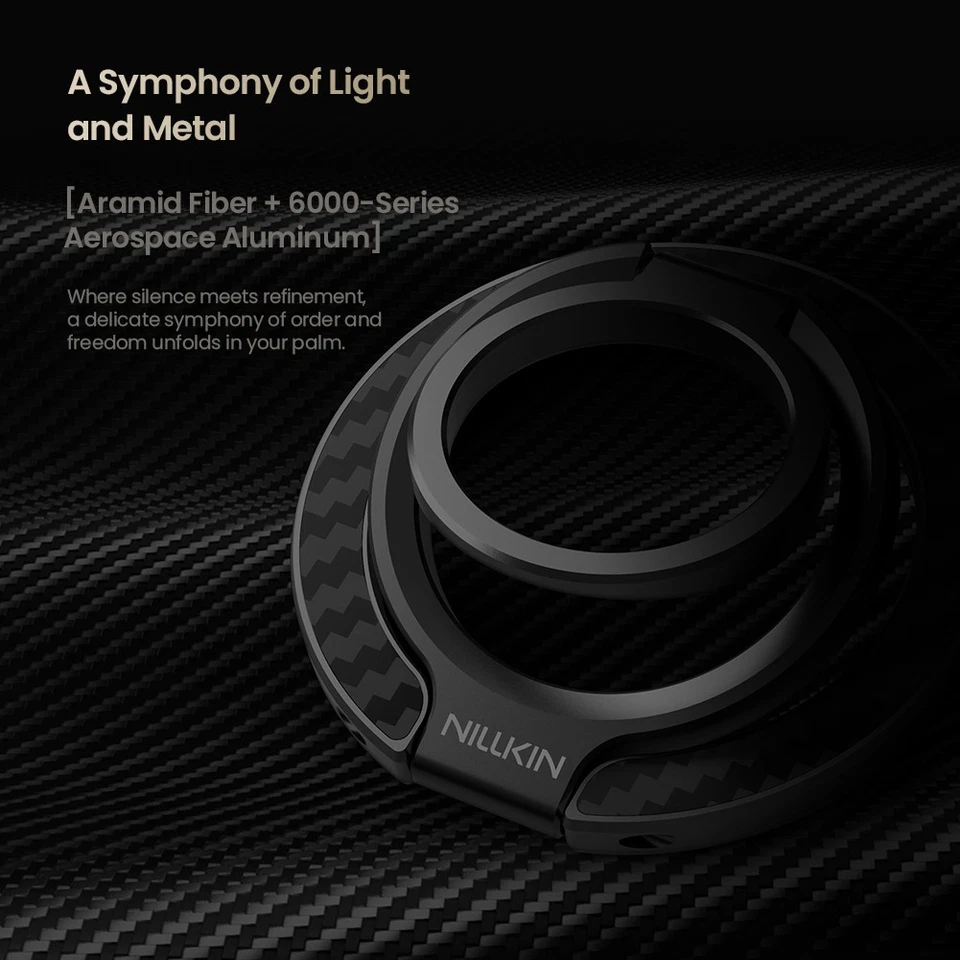 Suporte magnético fino anel telefone rotação 360° NILLKIN para iPhone 17 16 alumínio - Imagem 3 de 4