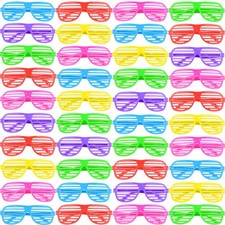 CHAXUNTEN 54 Pack Neon Party Shutter Shades Glasses,80s Party Slotted Plastic...