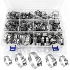210pcs Stainless Steel Worm Gear Hose Clamps with Size 210pcs, Silver