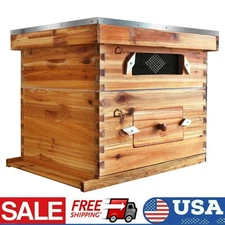 2 Layer Beekeeping Starter Hive 1 Deep 1 Medium 20 Frame Cedarwood Kit w/ Window