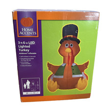 Thanksgiving Fall 3 ft 6 in Lighted LED Turkey Yard Airblown Inflatable