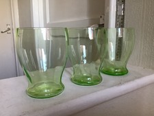 Set Of 3 Green Glowy Type Glasses