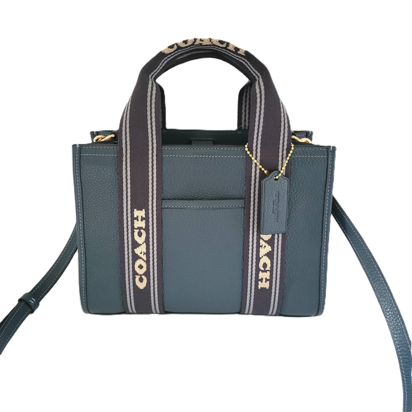 Coach CBH14 Refined Pebbled Leather Smith Tote 24 Crossbody Handbag Denim