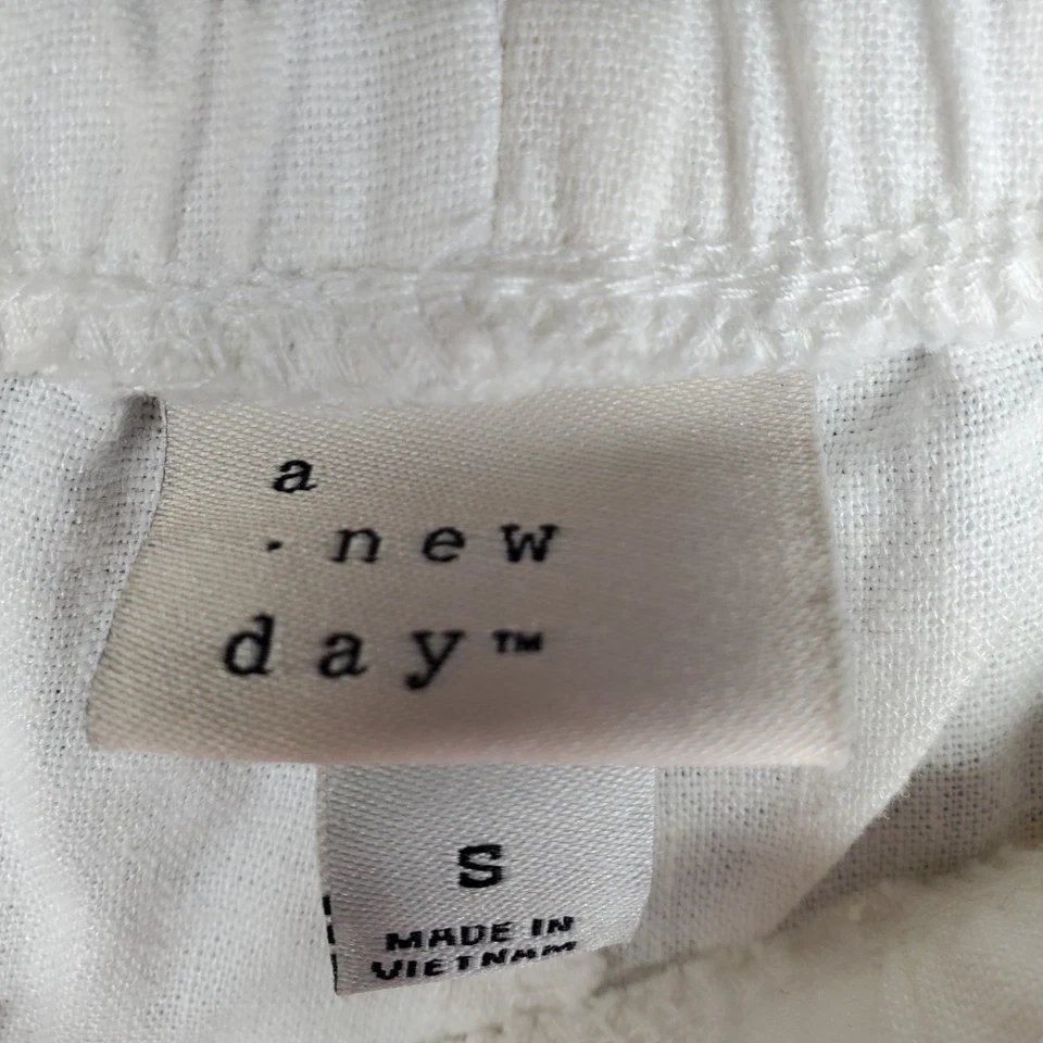 Pantalones Palazzo Para Mujer A New Day Pequeños Blanco Lino Pierna Ancha Boho Lagenlook Playa Foto 4 de 4