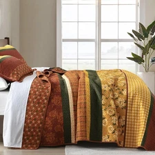 SahSahCasa 100% Cotton Quilt Queen Size, Queen Quilt Set, Vintage Elegant Flo...