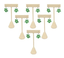 888 Display USA - 6 Pcs 4.75" Beige Linen Earring T Stand Showcase Displays